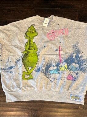The Grinch & MAX Sweatshirt 2 sided  w/ embroidery NWT XXL